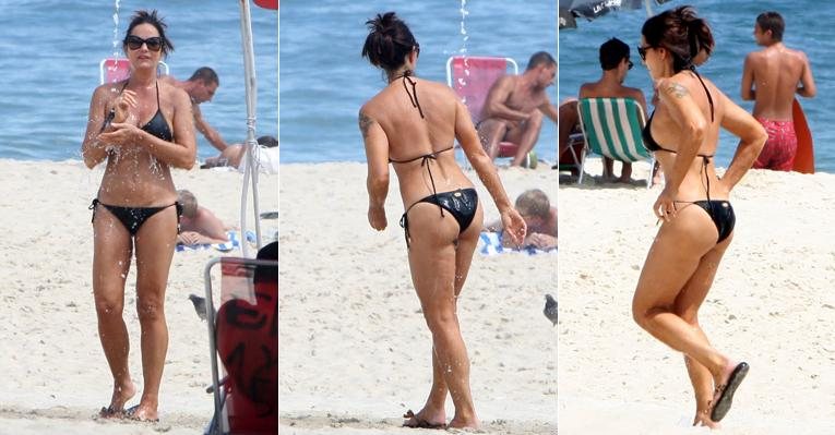 Luiza Brunet exibe boa forma na praia de Ipanema, no Rio de Janeiro - GIl Rodrigues e Edson Teófilo/PhotoRio News
