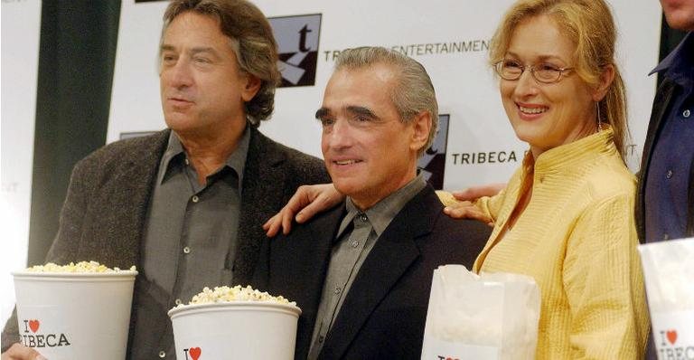 O diretor Martin Scorsese entre os atores Robert DeNiro e Meryl Streep - Getty Images