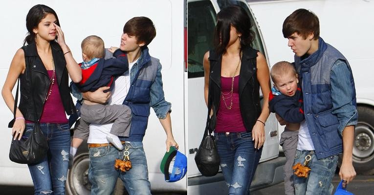Selena Gomez e Justin Bieber aparacem cansados em passeio com o irmãozinho do cantor, Jaxson - The Grosby Group