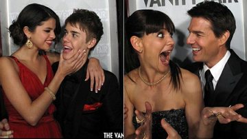 Justin Bieber com Selena Gomez e Tom Criuse com Katie Holmes - Reprodução/Site Vanity Fair