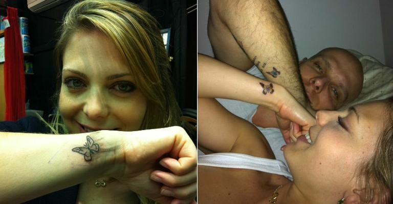 Fernando Scherer, o Xuxa, e Sheila Mello mostram suas tatuagens - Reprodução/Twitter