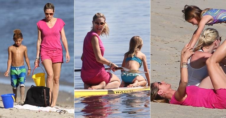 Heidi Klum curte praia californiana na companhia dos filhos - Reprodução/The Grosby Group