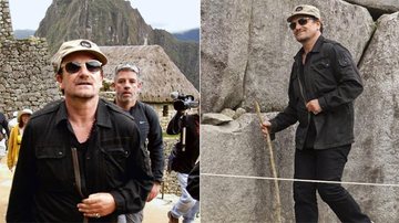 O cantor é escoltado por seguranças durante passeio pelas históricas ruínas da cidade do Peru. O irlandês, que viaja com a família, tenta fugir do assédio dos fãs. - reuters