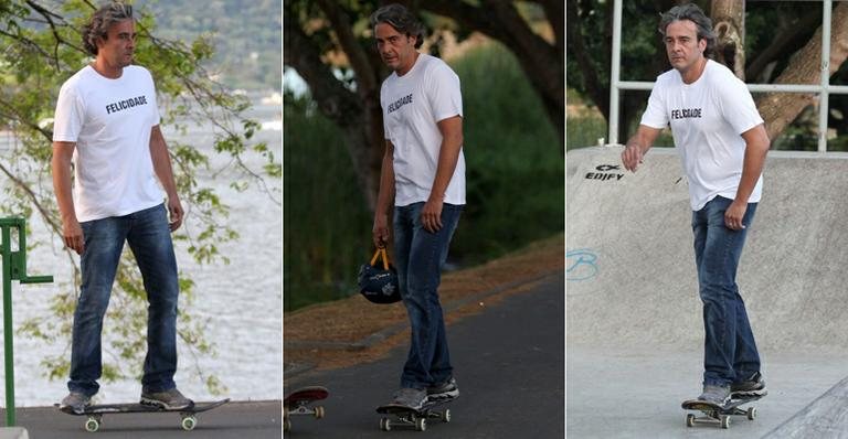 Alexandre Borges mostra habilidade no skate - Wallace Barbosa/AgNews