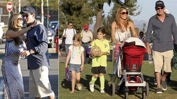Lola, Sam, Denise, empurrando o carrinho de Eloise, e Charlie passam domingo em parque de L.A., com direito a abraços e carinhos. - Honopix
