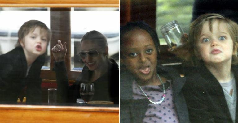 Angelina Jolie se diverte com as caretas das filha Zahara e Shiloh para o paparazzo - The Grosby Group