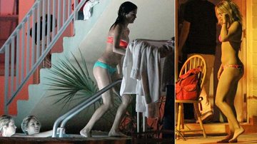 Vanessa Hudgens, Selena Gomez, Ashley Benson e Rachel Korine gravam cena de 'Spring Breakers' na piscina - Grosby Group