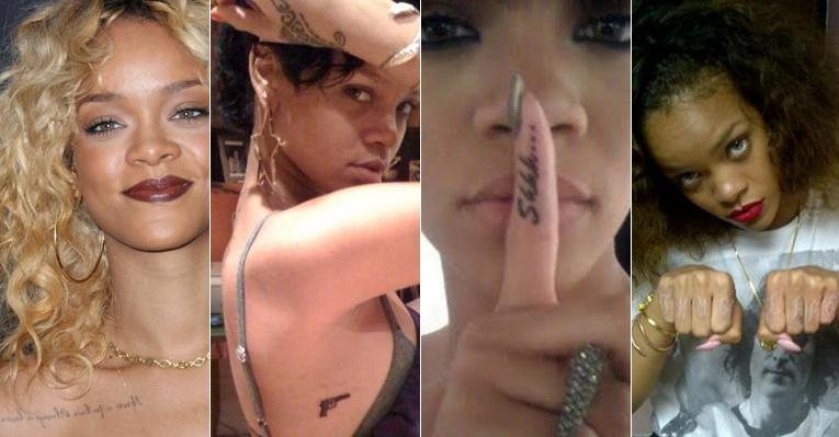 Rihanna tem 16 tatuagens; saiba o que significa cada uma - Reprodução/Twitter;Getty Images