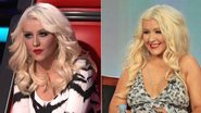 Christina Aguilera: nessa segunda-feira, 2, e em janeiro deste ano durante a coletiva de imprensa do 'The Voice' - Reprodução / Getty Images