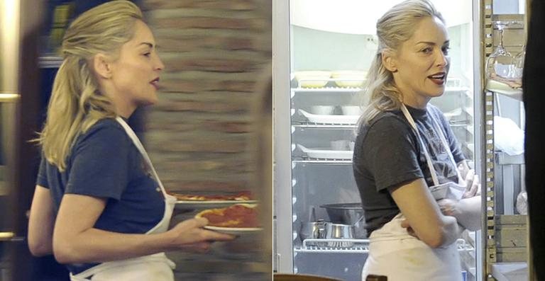Sharon Stone aprende a fazer pizza na Itália - GrosbyGroup