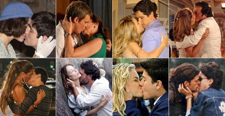 Os beijos apaixonados das novelas - Fotomontagem