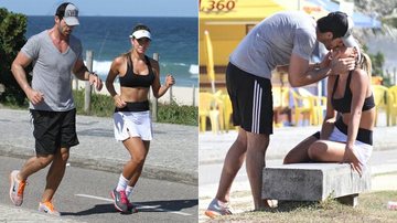 Rodrigão e Adriana fazem exercícios em praia no Rio de Janeiro - Dilson Silva / AgNews