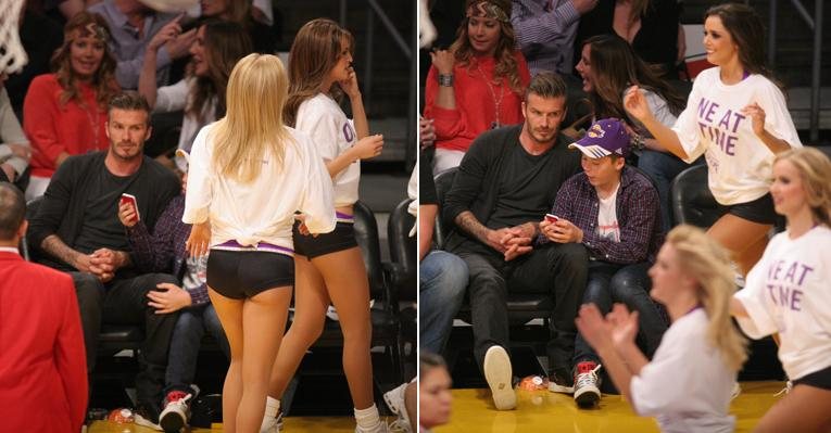 David Beckham encara líderes de torcida em jogo dos Lakers - Splash News splashnews.com