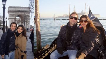 Durante viagem romântica com o noivo à Europa, a apresentadora do TV Fama, da RedeTV!, curte passeio de gôndola, em Veneza, e visita o icônico Arco do Triunfo, em Paris.