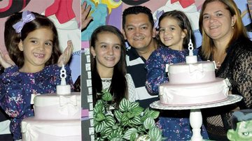A menina, que brilhou como a órfã Rita de Avenida Brasil, comemora seu aniversário entre a irmã, Yasmin, e os pais, Luciano e Debora.