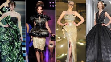 Haute Couture - Mantendo propostas mais comerciais e fáceis de entender, os desfiles de alta-costura trazem todo o romantismo das rendas, os clássicos contrastes do preto e branco, e ainda apontam como hit os azuis em noites glamourosas - Getty Images