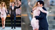 Depois de quase um ano separados, os cantores Jennifer Lopez e Marc Anthony se abraçam muito emocionados na estreia do show Q’Viva – The Chosen. - Grosby Group