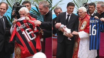 Papa Bento XVI ganha camisas do Milan e do Inter - Splash News