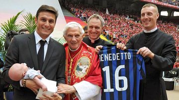 Zanetti, jogador do Inter de Milão, com o Papa Bento XVI - Reuters