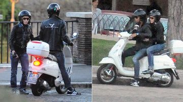 Madonna passeia de moto com o namorado, Brahim Zaibat, pela cidade de Roma, na Itália - Reprodução/Grosby Group