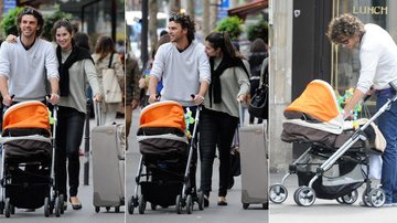 Gustavo Kuerten passeia com a mulher, Mariana Soncini, e a filha, a pequena Maria Augusta, por Paris, na França - Reprodução/Grosby Group