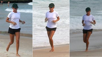 Andrea Beltrão corre pela praia de Ipanema, no Rio de Janeiro - Edson Teófilo/FotoRio News