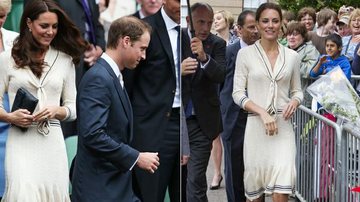 Kate Middleton usa o mesmo vestido no intervalo de um ano. Na primeira foto, ela está com William em jogo de tênis em 2012. E na segunda imagem, aparece na turnê que fez no Canadá em 2011 - Getty Images