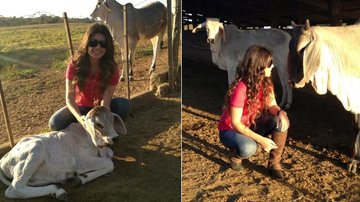 Paula Fernandes tira foto com animais em visita a fazenda - Reprodução / Twitter