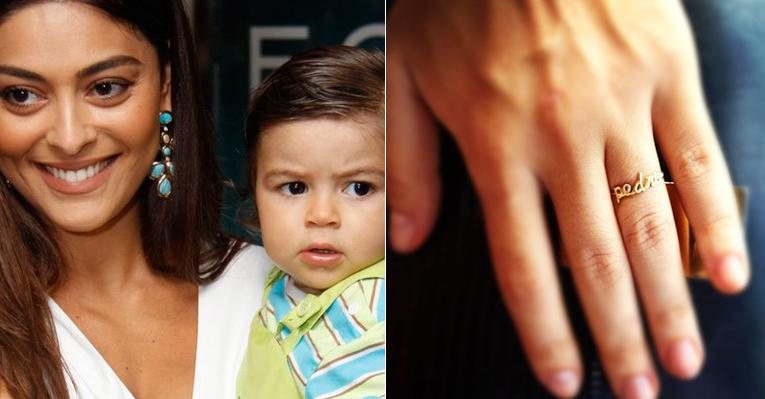 Juliana Paes mostra anel com o nome do filho Pedro - Reprodução Instagram / Felipe Assumpção e Philippe Lima/ AgNews