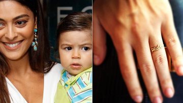 Juliana Paes mostra anel com o nome do filho Pedro - Reprodução Instagram / Felipe Assumpção e Philippe Lima/ AgNews