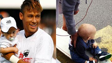 Neymar e o filho Davi Lucca - Santos FC e Reprodução/Twitter