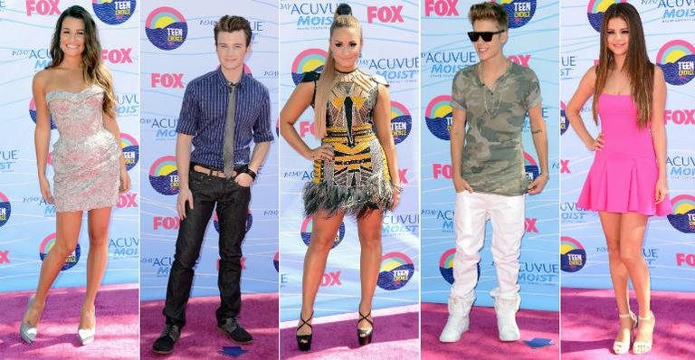 Lea Michele, Chris Colfer, Demi Lovato, Justin Bieber e Selena Gomez - Getty Images