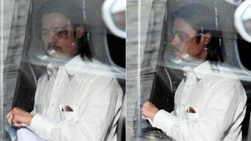 Brad Pitt é fotografado com maquiagem de ferimentos no rosto em set de filmagens - Grosby Group