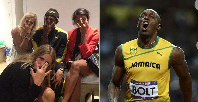 Usain Bolt comemora ouro com algumas amigas em Londres - Reprodução / Twitter / Reuters