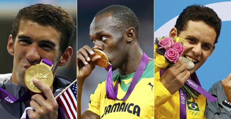 Michael Phelps, Usain Bolt e Thiago Pereira - Reuters