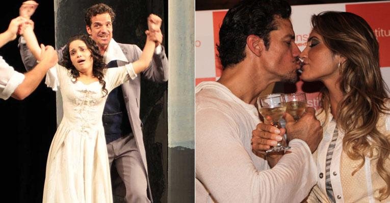 Carlos Machado estreia no teatro com direito a muitos beijinhos da namorada Ivy Rocha - Orlando Oliveira e Milene Cardoso / AgNews