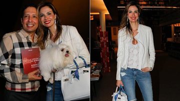 Acompanhada de uma cachorrinha, Luciana Gimenez prestigia o escritor Wesley Sathler - Thais Aline / AgNews