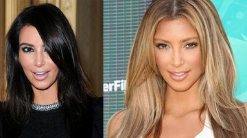 Kim Kardashian retoma a experiência de ser loira e faz mistério. Primeira experiência (foto à direita) foi em 2008 - Getty Images