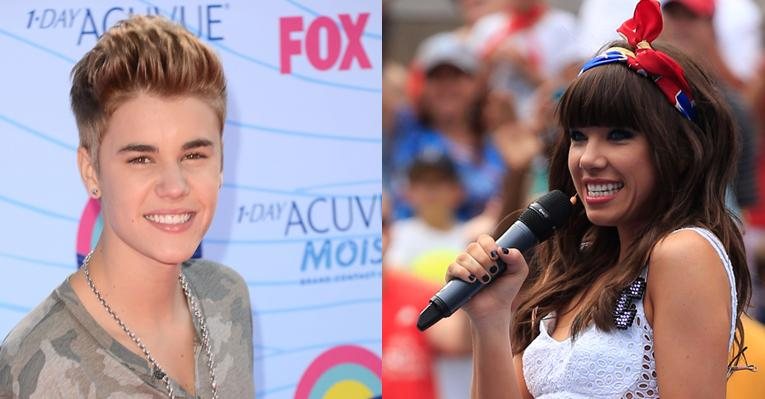 Justin Bieber e a cantora Carly Rae Jepsen: hit com mais de 200 milhões de visualizações na internet - Foto-Montagem/Getty Images