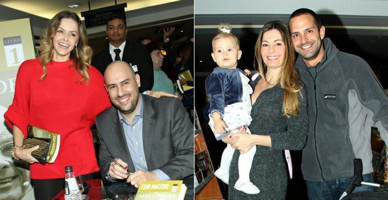 Bianca Rinaldi com Douglas Tavolaro; Iran Malfitano com a mulher, Elaine, e a filha, Laura - Graça Paes / Foto Rio News