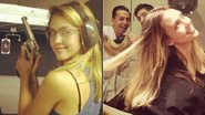 Jessica Alba na aula de tiro e no cabeleireiro, onde voltou a ficar loira - Reprodução/ Twitter