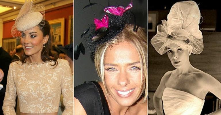 Kate Middleton, Adriane Galisteu e Carolina Ferraz: inspiração para o uso de chapéus e fascinators - Getty Images/ Divulgação