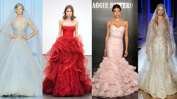 Cada vez mais os vestidos coloridos ganham a preferência das noivas - Foto-montagem
