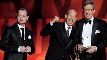 Gideon Raff, Howard Gordon e Alex Gansa, autores da série 'Homeland', grande vencedora do Emmy Awards 2012 - Getty Images