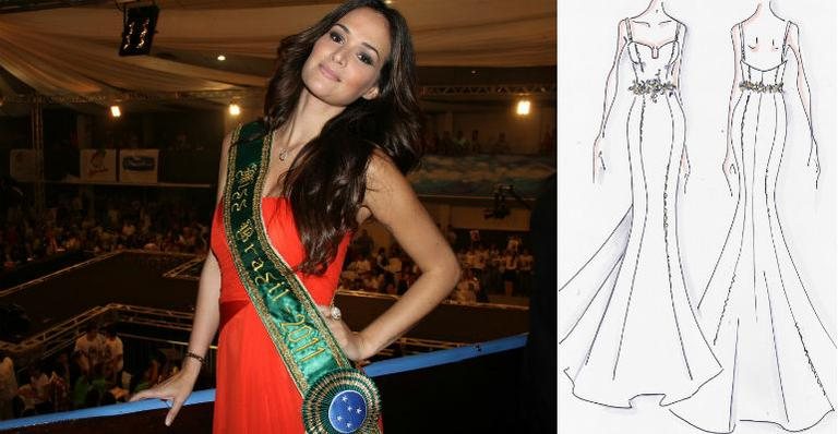 Priscila Machado e o croqui do vestido que ela vai usar no Miss Brasil 2012 - AgNews/ Divulgação