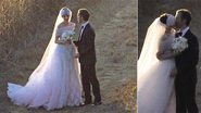 Dias após o estilista Valentino confessar que havia feito seu vestido de noiva, a atriz Anne Hathaway troca juras de amor com o ator e joalheiro diante de 180 vips, em Big Sur, na Califórnia - Splash News