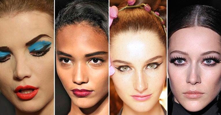 Cores fortes, make natural, olhos marcados: conheça as tendências de maquiagem das principais semanas de moda do mundo - Foto-montagem