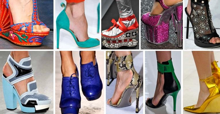 Coloridos, elegantes, clássicos, inusitados: inspire-se nos sapatos que desfilaram nas semanas de moda internacionais - Foto-Montagem