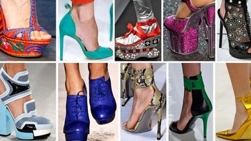 Coloridos, elegantes, clássicos, inusitados: inspire-se nos sapatos que desfilaram nas semanas de moda internacionais - Foto-Montagem