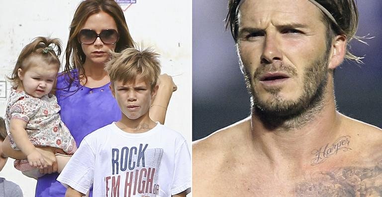 Romeo (com Victoria e Harper) e David Beckham - The Grosby Group e Splash News